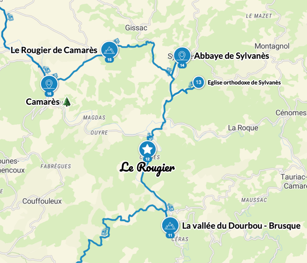 Carte de la vallée du Dourbou - Brusque