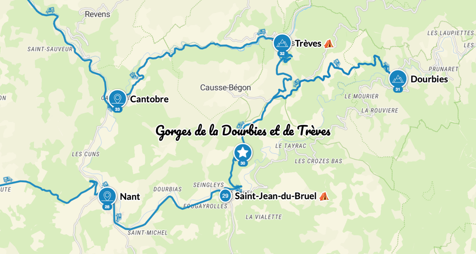 Plan, Gorges de la Dourbies et de Trèves